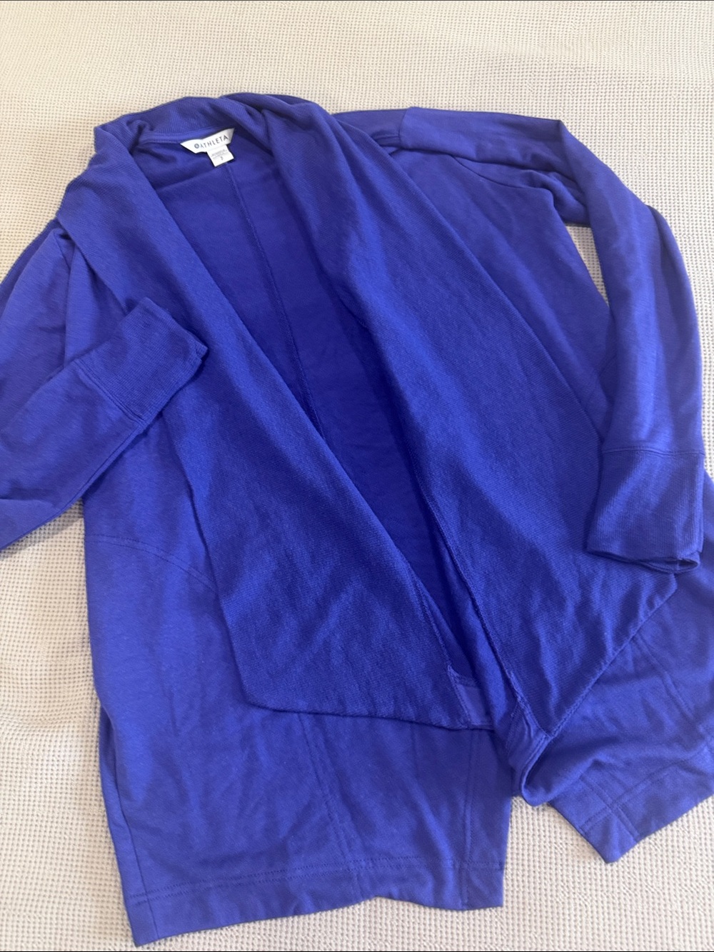 Athleta Royal Blue Open-Front Hooded Cardigan
